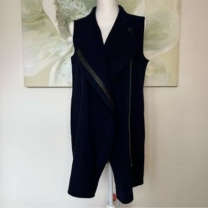 VINCE sleeveless‎ knit vest zipper navy blue small EUC